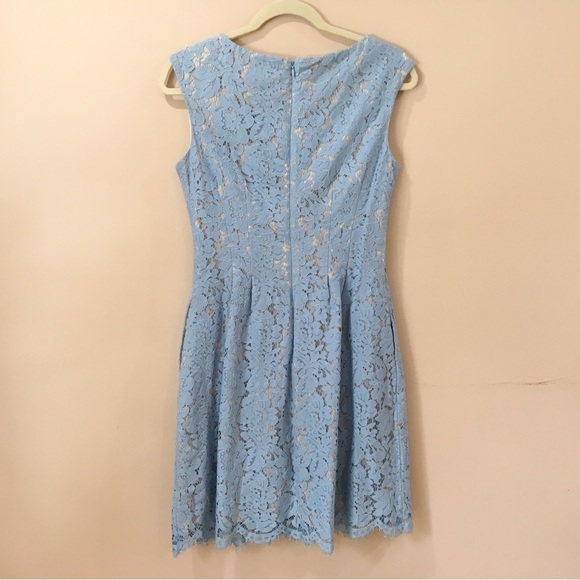 VINCE CAMUTO Women’s 4 Fit&flare Dress Blue Lace Overlay Wedding Formal Evening - Picture 2 of 10